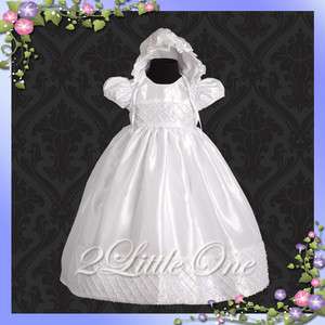 Baby Girl Christening Baptism Dress Gown & Bonnet 0m 1m  