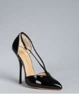 style #316720001 black patent leather pointed toe center strap 
