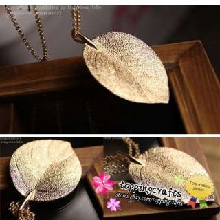 1pcs Temperament all match Long Gold Leaf Necklace N160 FreeShip 