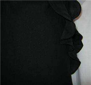Lauren by Ralph Lauren black silk ruffled halter top evening gown size 