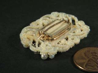ANTIQUE GOLD SEED PEARL MOURNING BROOCH PIN c1830  
