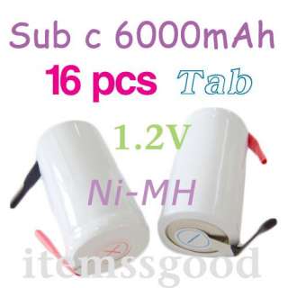 16 X 6000mAh Sub c 1.2V Ni MH Rechargeable Battery Tab  