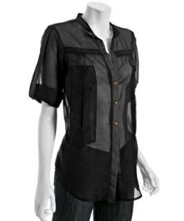 Geren Ford black silk cotton oxford shirt  