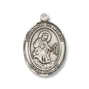 Our Lady of Mercy Sterling Silver Medal with 18 Sterling Chain Patron 