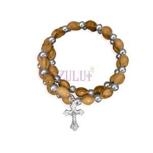  Olive Wood Rosary Bracelet Cross 