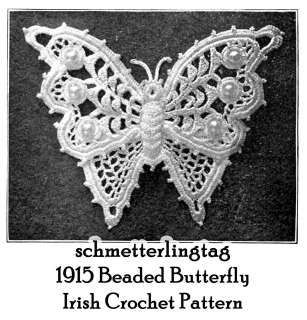   Vintage Irish Crochet Butterfly Motif Applique Pattern 5 DIY  