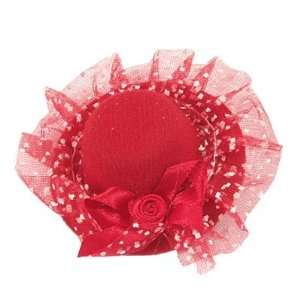   Ladies Wedding Party Red Flower Decor Mini Top Hat Hair Clip Beauty