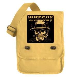   Field Bag Yellow Wiseguy Skeleton Smoking Cigar with Bullet Holes