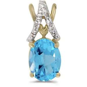  14k Yellow gold December Birthstone Oval Blue Topaz And 