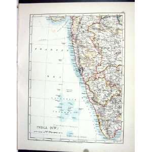  Johnston Map 1906 India Laccadive Islands Ceylon Mysore 
