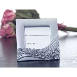    3x3 Silver Resin Place Card Frame w/ Roses