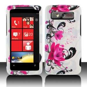  For Verizon HTC Trophy 6985 Accessory   Red Flower Design 
