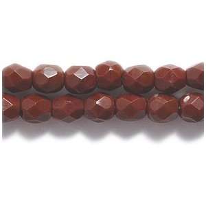 Preciosa Czech Fire 4 mm Faceted Round Polished Glass Bead, Brick Red 