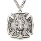Sterling Silver Engraved St. Florian Patron Firefighter  