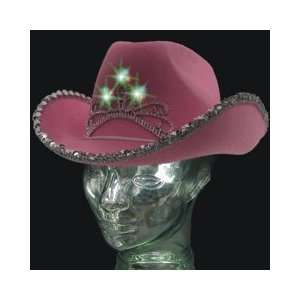  LED Light Up Western Cowboy / Cowgirl Hat Pink Felt 