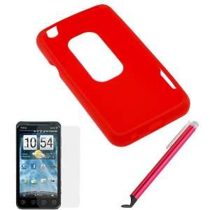   Screen Protector + Red Stylus with Flat Tip for Sprint HTC EVO 3D