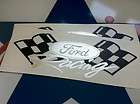 FORD RACING CROSS FLAGS   VINYL DECAL SET   CHROME 8 by 3