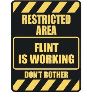     RESTRICTED AREA FLINT IS WORKING  PARKING SIGN