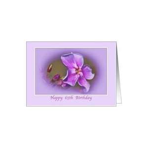  65th Birthday Card with Flowers in Pink and Lilac Card 