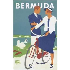  BERMUDA BICYCLE TOURISM SMALL VINTAGE POSTER CANVAS REPRO 