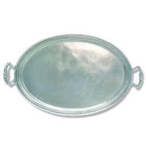  Match Italian Pewter Oval Tray with Handles Extra Large 
