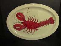 Vintage HUGE Lobster Serving Platter Italy 20 x 14 Ceramic Cartoon 