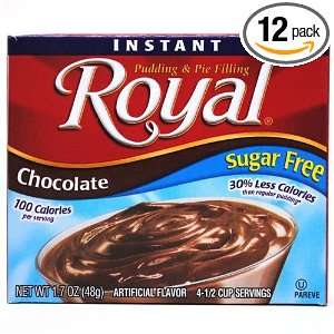 Royal Instant Pudding, Sugar Free, Chocolate, 1.7 Ounce (Pack of 12 