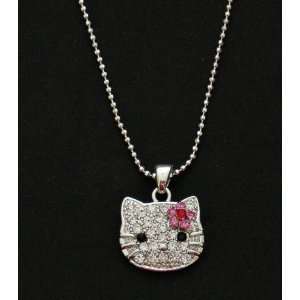 Celebrity Hello Kitty Iced Out Austrian Crystal Pendant and Necklace 