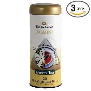 The Tea Nation Jasmine Green Tea   Pyramid Tea Bags   20 Servings, 1 