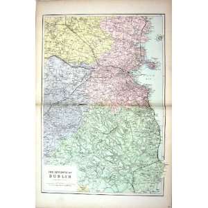  Bacon Antique Map 1883 Environs Dublin Ireland Wicklow 