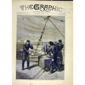   1878 War Fare Aerial Battery Naval Navy Ship Old Print