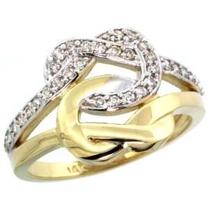 14k Gold Double Braided Knot Diamond Ring w/ 0.31 Carat Brilliant Cut 
