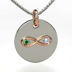 Infinite Love Pendant, 14K White Gold Necklace with Aquamarine 
