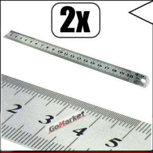 2x 200mm 8 inch Metric Metal Stainless Steel Ruler  