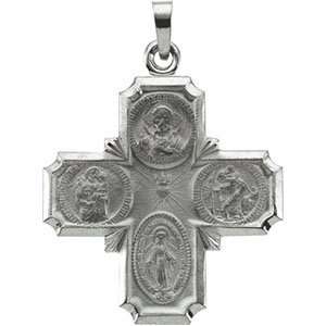    4 Way Medal Cross 25x24mm   14kt Gold/14kt white gold Jewelry