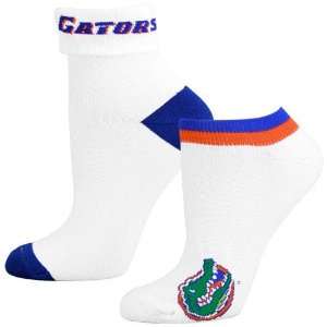   Gators Ladies White Roll Down & Footie 2 Pack Socks