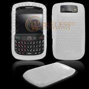  Clear Transparent Silicone Skin with White Diamonds Cover 
