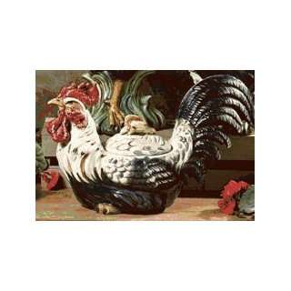  Intrada CAM9163 Small Rooster Tureen Black & White 11 Inch 