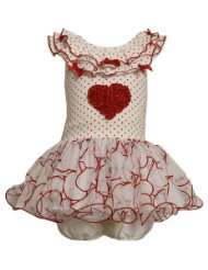 bonnie jean baby infant 12m 24m 2 piece red white pin dot flock heart 