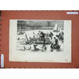  1881 Aquatic Tea Party Brighton River Boats Barrels