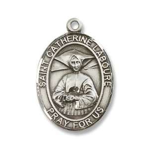 Sterling Silver St. Catherine Laboure Medal Pendant with 24 Stainless 