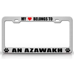 MY HEART BELONGS TO AN AZAWAKH Dog Pet Steel Metal Auto License Plate 