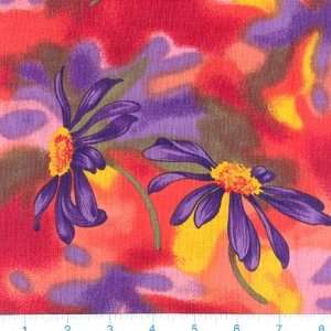  45 Wide Bright & Beautiful Daisy Orange & Purple Fabric 