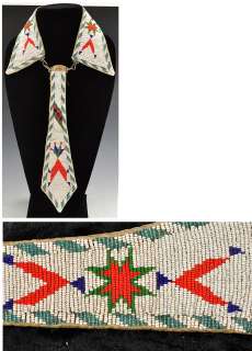 Pc Antique Native American Plains Indian Beaded Tie & Collar  