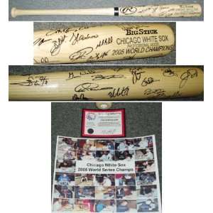  2005 White Sox Team Signed Engraved Bat w/27 Sigs Sports 