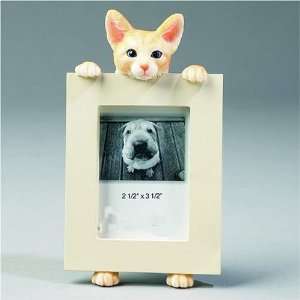  Tabby Orange Cat 2.5 x 3.5 inch Handpainted Picture Frame 