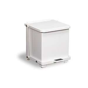   White Metal Step On Trash Can   8 Gallon with Retaining Band