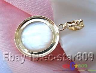 REAL 20MM WHITE SOUTH SEA MABE PEARL SILVER PENDANT  