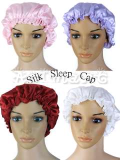 Soft Silk Sleeping Cap Sleep Hat Night Hair Care Bonnet 4 Colors Pink 