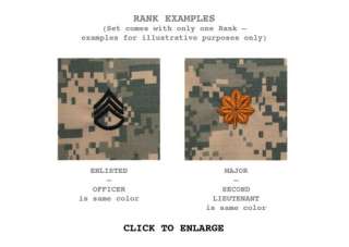 Army Name Tape & Rank Patch Set for ACU & Cap without Velcro for 